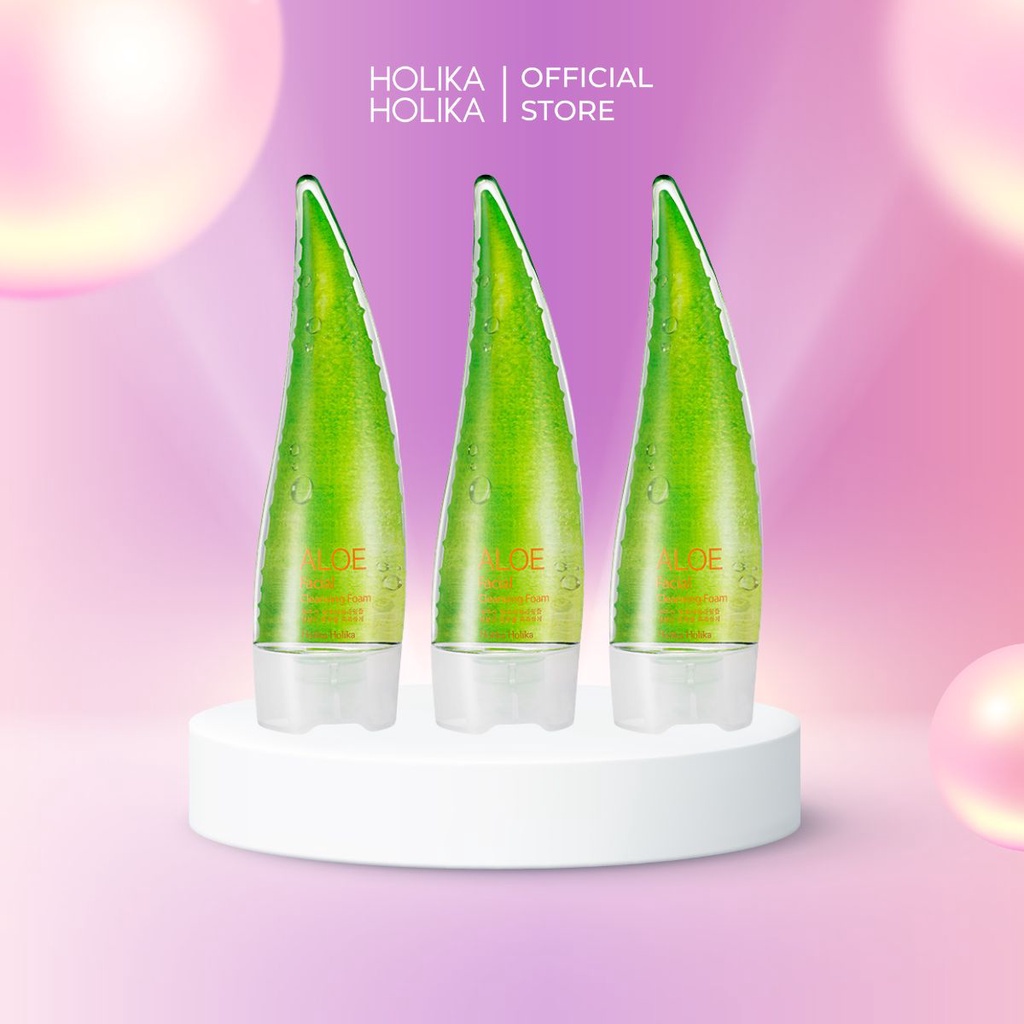 Set 3 Gel Rửa Mặt Holika Holika Chiết Xuất Lô Hội Dưỡng ẩm Làm Dịu Toàn Diện 55ml/chai
