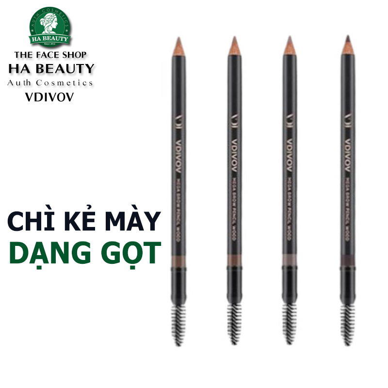 Chì kẻ mày dạng gọt 2 đầu vdivov mega brow pencil wood 1.2g
