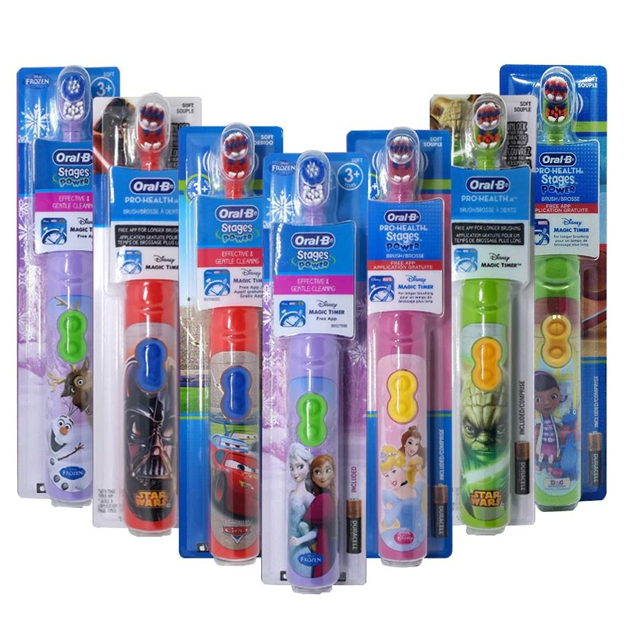 Bàn chải đánh răng dùng pin cho trẻ em Oral-B Kids Battery Toothbrush có sẵn dành cho bé gái và bé trai (loại không thể thay đầu)