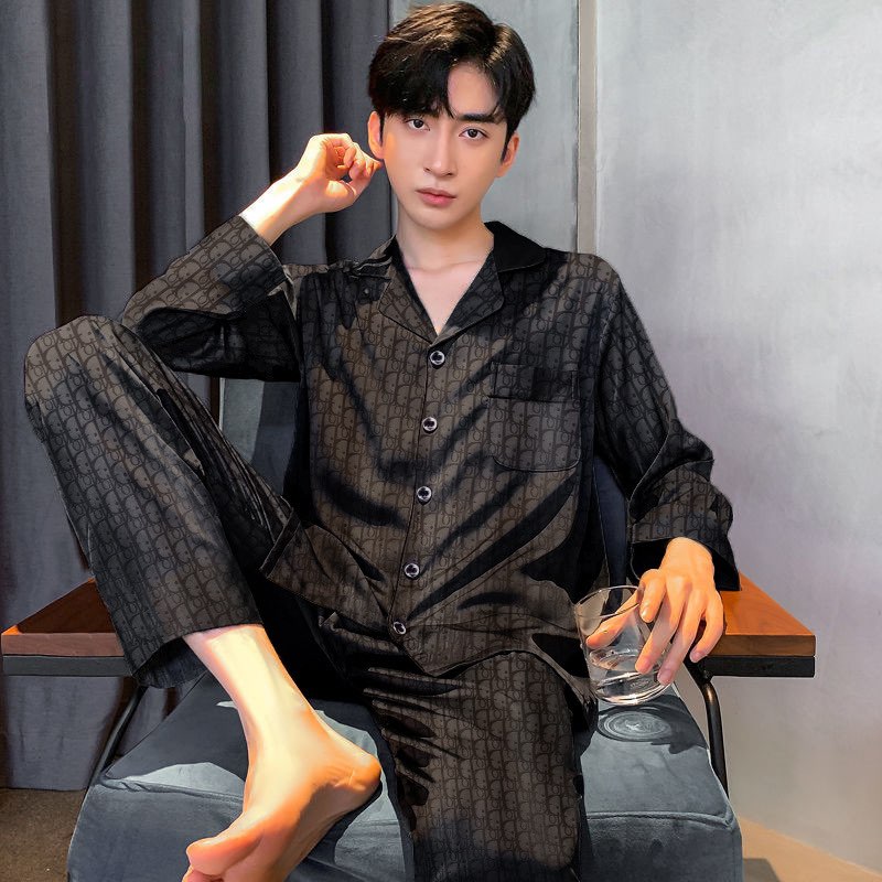 Bộ pyjama lụa dài tay phù hợp cả nam và nữ, bộ đồ ngủ dài tay chất lụa gấm cao cấp