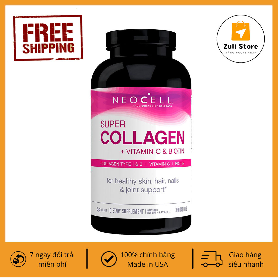 Viên Neocell Super Collagen + Vitamin C & Biotin dưỡng da trắng đẹp 360 viên