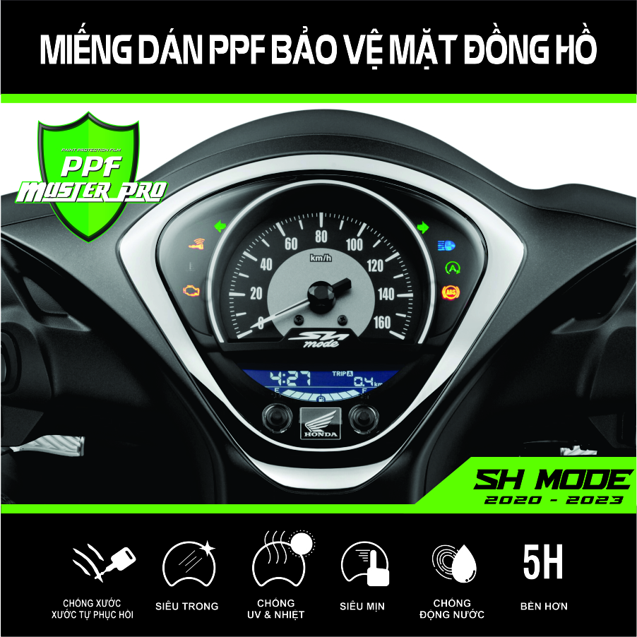 Miếng dán ppf bảo vệ mặt đồng hồ xe sh mode 2020 - 2024 | chất liệu film ppf trong...