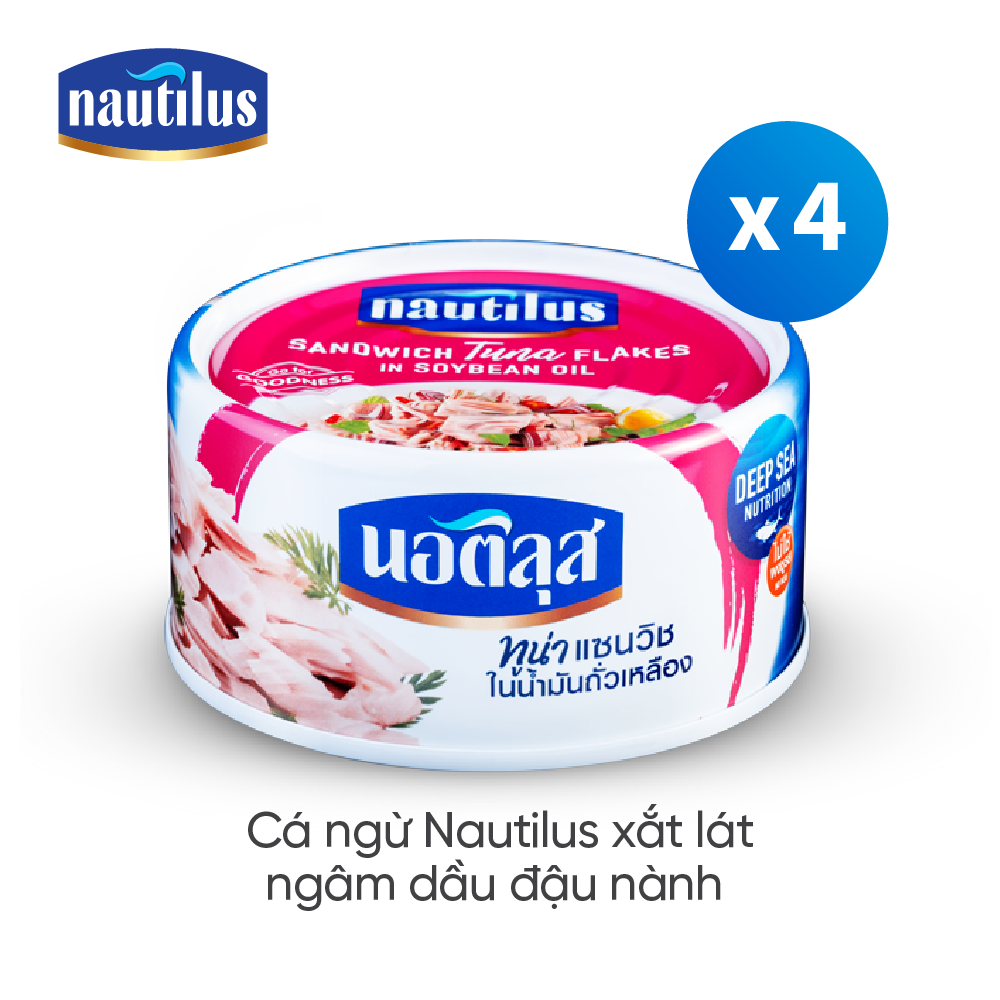 Combo 4 lon Cá Ngừ Nautilus xắt lát ngâm dầu đậu nành