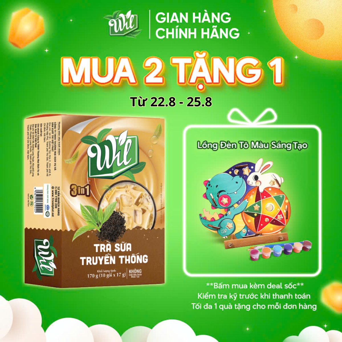 Trà sữa truyền thống Wil trà hòa tan 3 in 1 hộp 170g