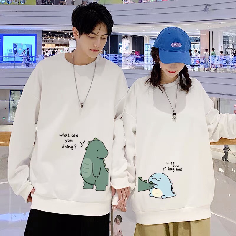Áo đôi Sweater khủng long cắn
