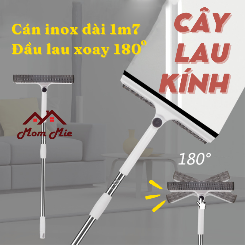 [HCM] Cây lau kính cán dài 1m2 tới 1m7 - xoay 180 độ - 2 kiểu đầu lau, cây lau đa năng, cây lau nhà, lau tường, trần nhà, nóc tủ