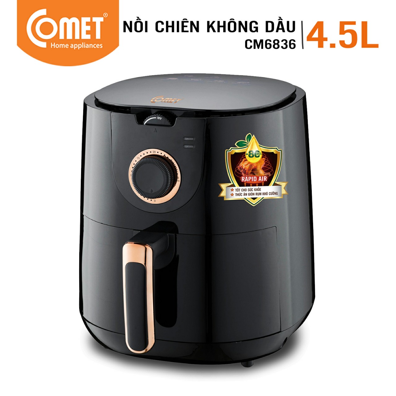 Nồi chiên không dầu 4.5l comet cm6836