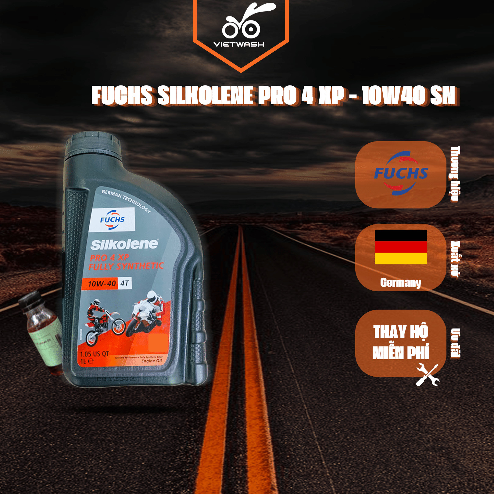 Nhớt xe số fuchs silkolene pro 4 xp 10w40 api sn 1l