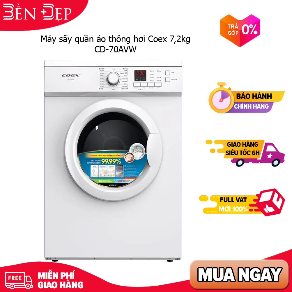 Máy sấy quần áo thông hơi coex 7,2kg cd-70avw