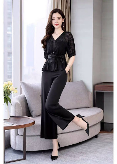 [HCM]SET QUẦN ỐNG SUÔNG ÁO REN THÊU