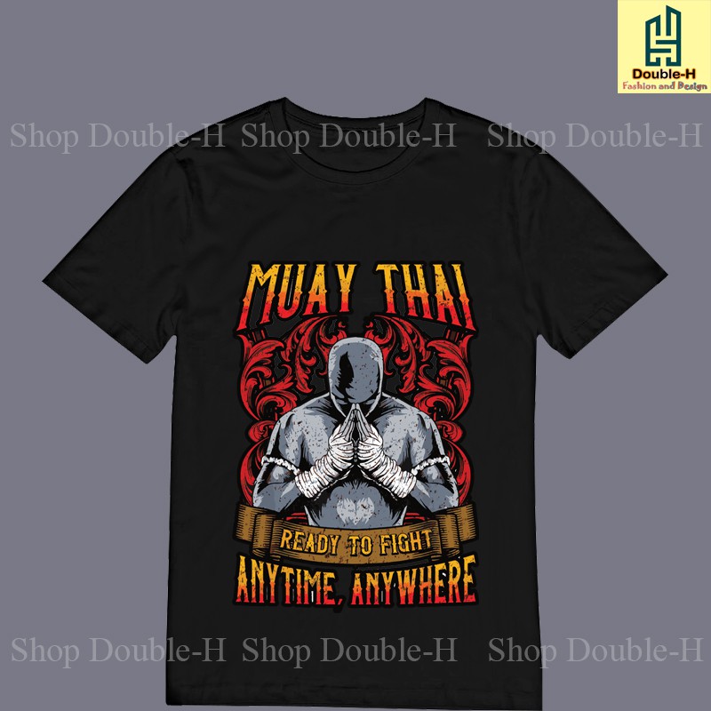 Áo thun nam MUAY THÁI, cotton co giãn 4 chiều, tay ngắn cổ tròn