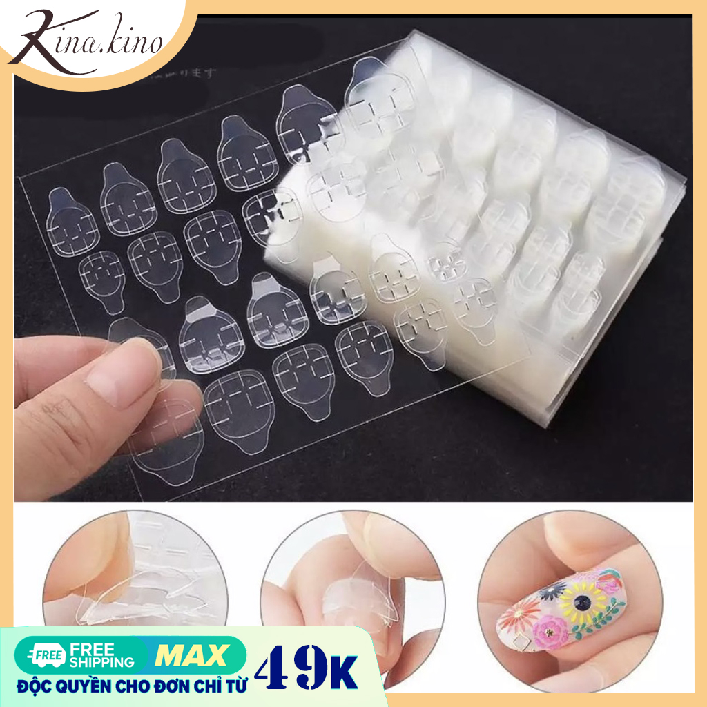 Combo 5 vỉ dán móng tay trong suốt hai mặt tự dính chống nước bảo vệ môi trường, dụng cụ làm nail nghệ thuật- Kinakino phukienlamdep