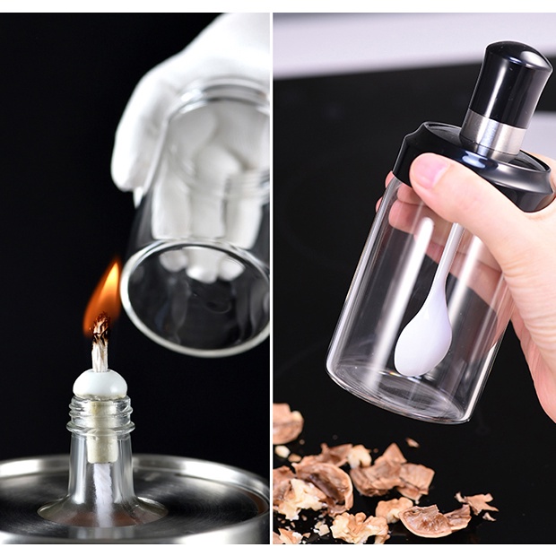 Combo 5 hũ đựng gia vị thủy tinh trong suốt chịu nhiệt có thìa thông minh - smarthome quanglong