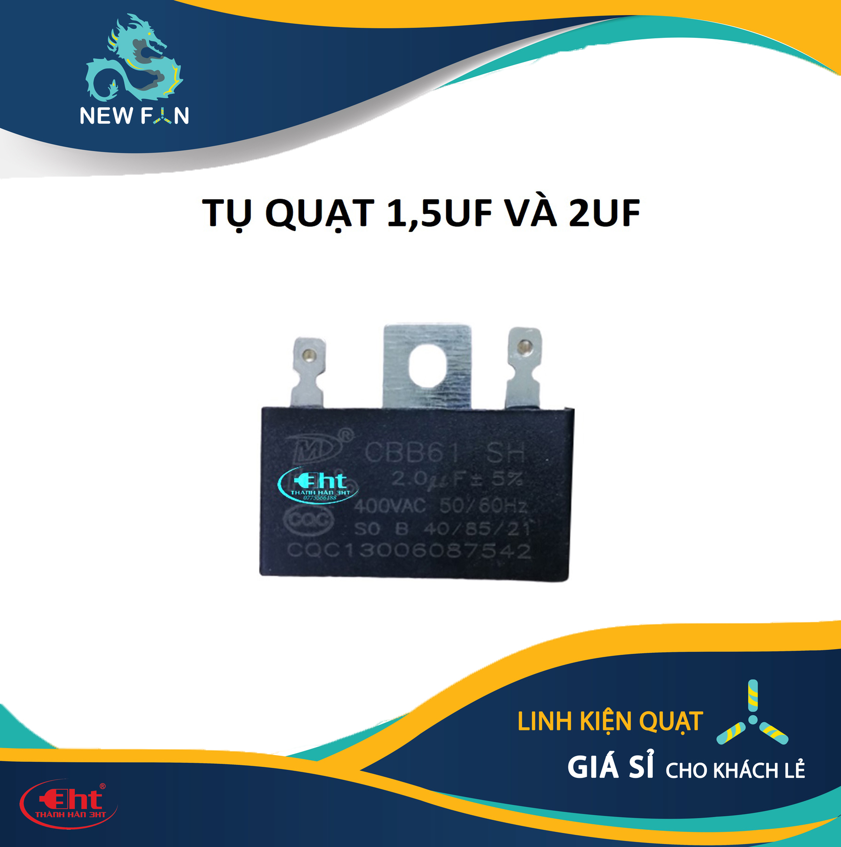 10 tụ điện 2 mf 400vac - tụ quạt điện