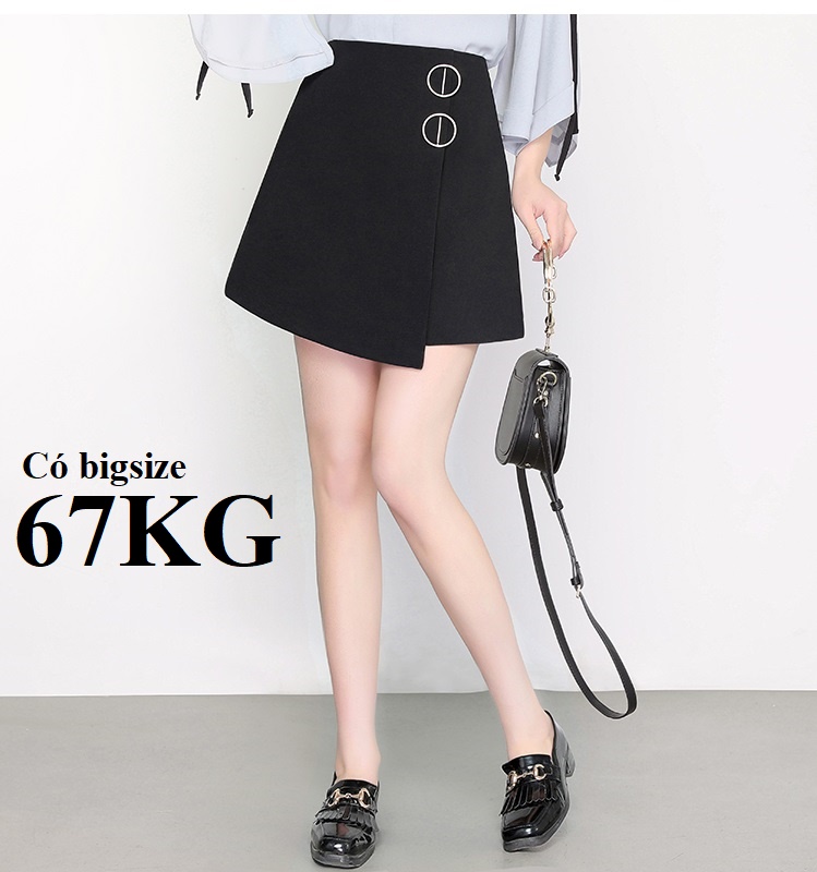 Chân Váy Chữ A Vạt Lệch Chất Liệu Thun Umi Hàn Dày Đẹp Co Giãn Tốt có big size 67KG có Quần Trong