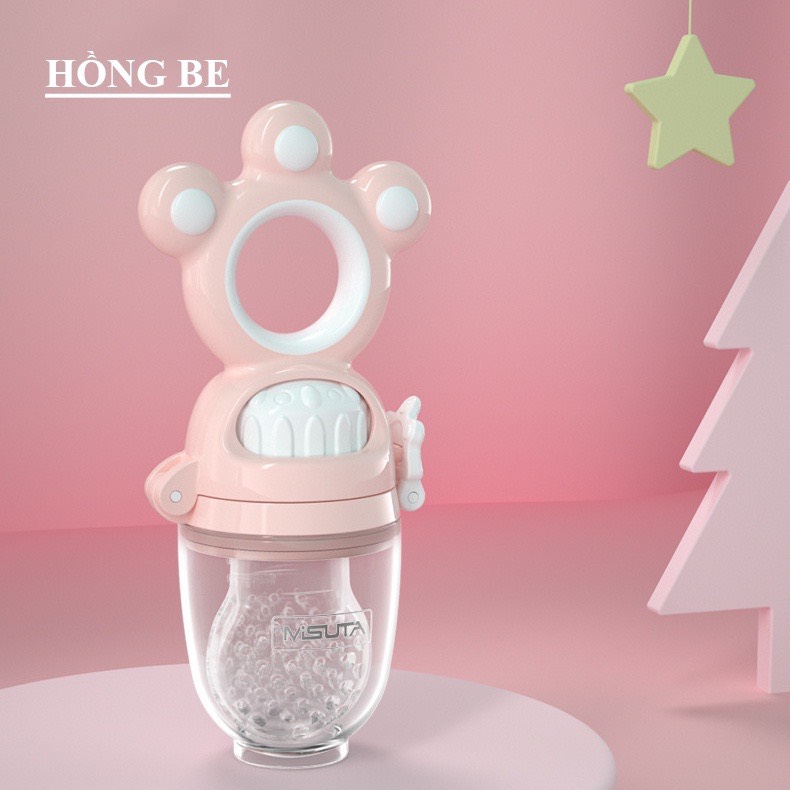 Túi nhai ăn dặm chống hóc Misuta an toàn cho bé kèm 3 núm nhai silicon mềm không chứa BPA