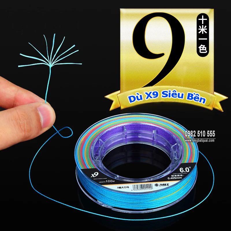 Dù pe x9 - 7 màu tải cá 30kg siêu trâu bò