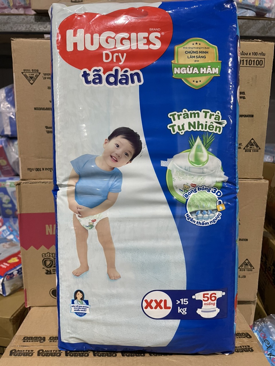 Tã dán Huggies Dry cỡ XXL 56 miếng, > 15kg