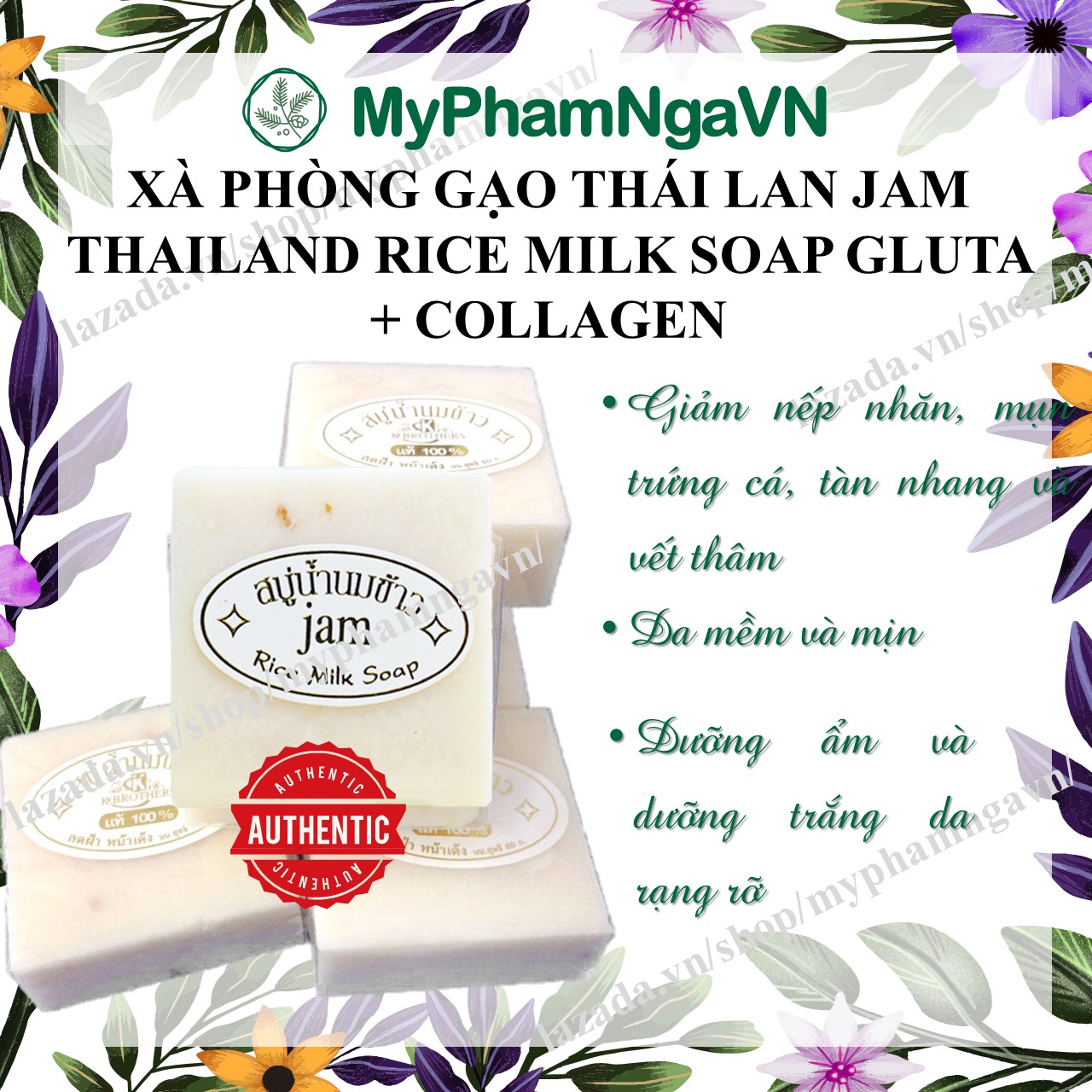Xà phòng gạo thái lan jam thailand rice milk soap gluta + collagen