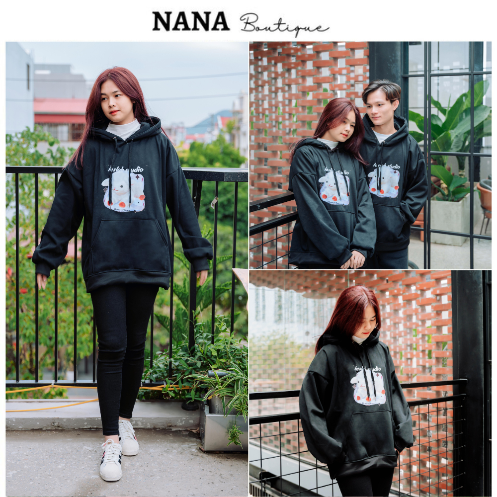Áo hoodie hình chú Cừu dễ thương có mũ form to, áo lót nỉ siêu ấm