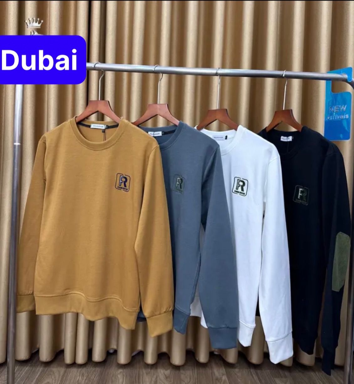 ÁO KHOÁC HOODIE KHÔNG NÓN LÓT NHUNG TAY DÀI THÊU CHỮ R CAO CẤP - DUBAI FASHION