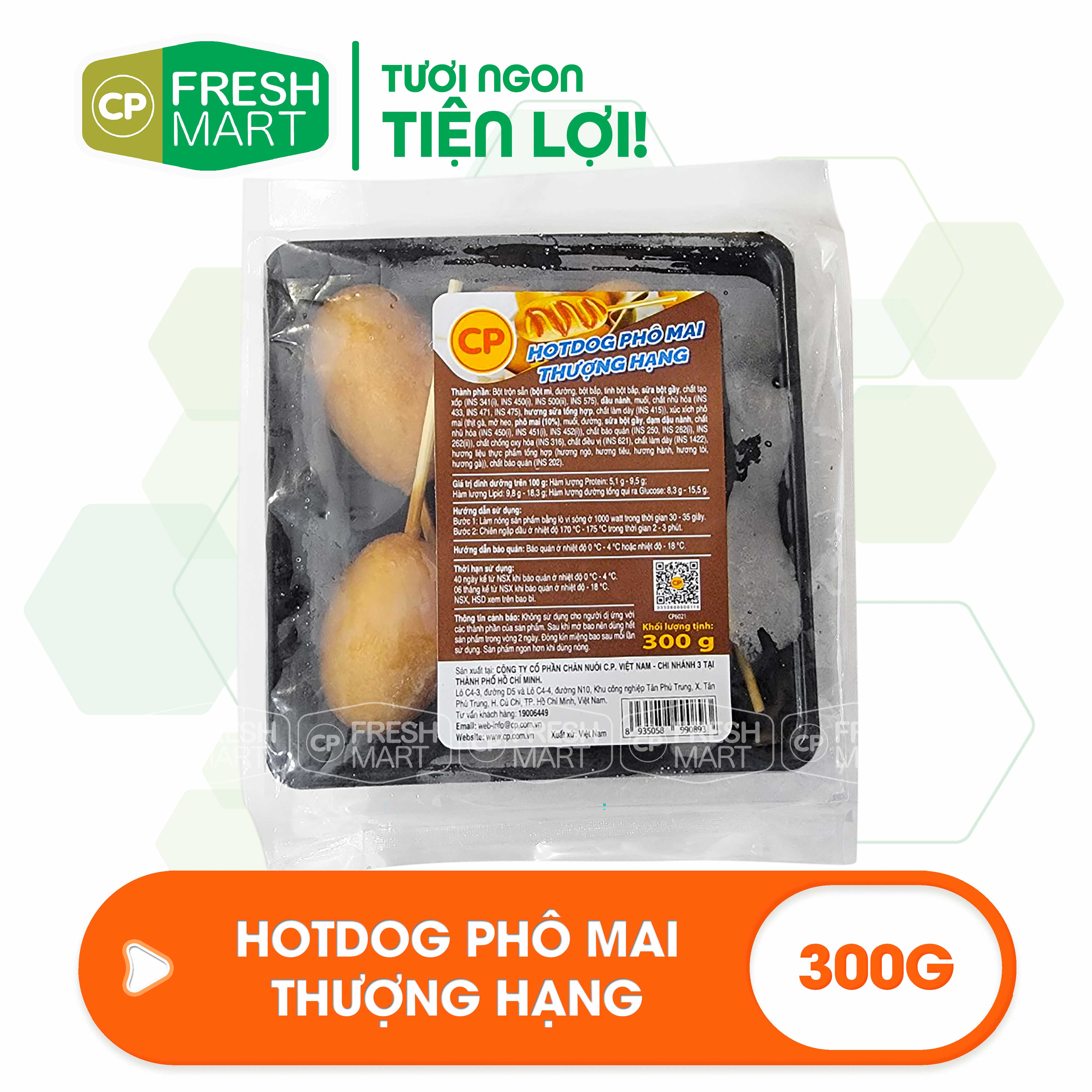 [Giao HCM] Hotdog Phô Mai Thượng Hạng (6 Cây) - Sản Phẩm Uy Tín CP Foods - CP Fresh Mart