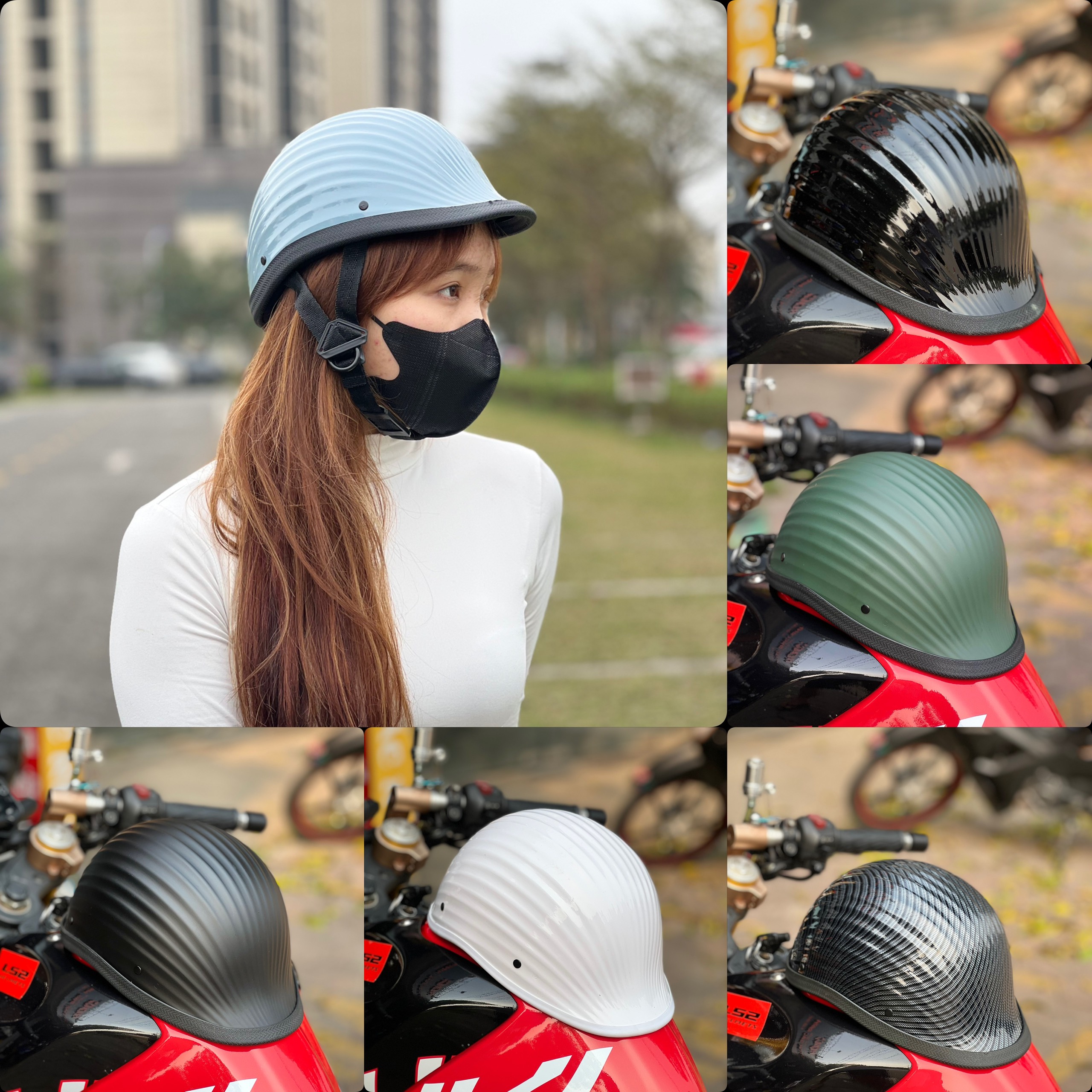 Mũ bảo hiểm nửa đầu dáng sò- mũ bảo hiểm 1/2 kiểu dáng sò