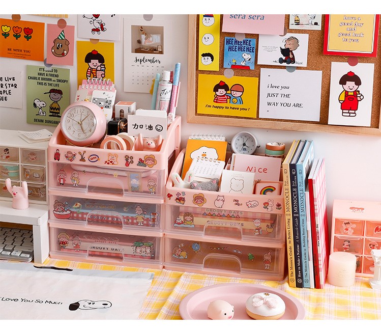 Tủ để bàn mini ngăn kéo nhựa nhiều màu, nhiều ngăn trang trí bàn học, đựng đồ trang điểm [2.80]