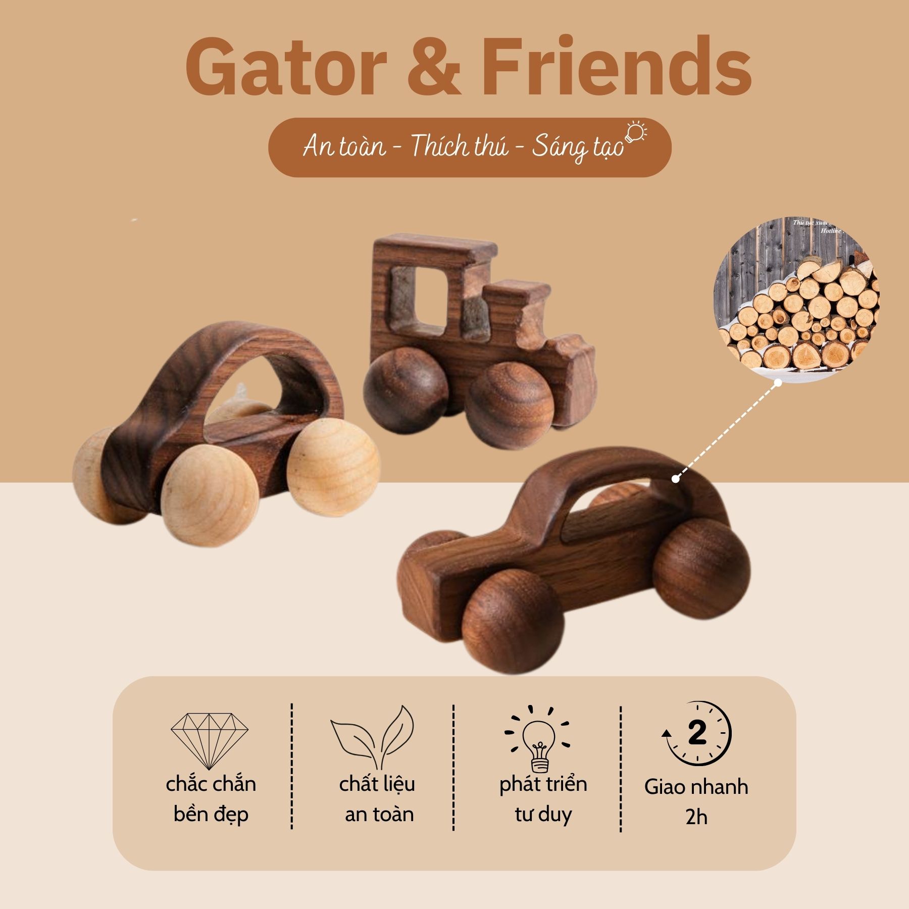 Đồ chơi gỗ Gator đồ chơi trí tuệ hay đồ chơi cho bé 1 tuổi