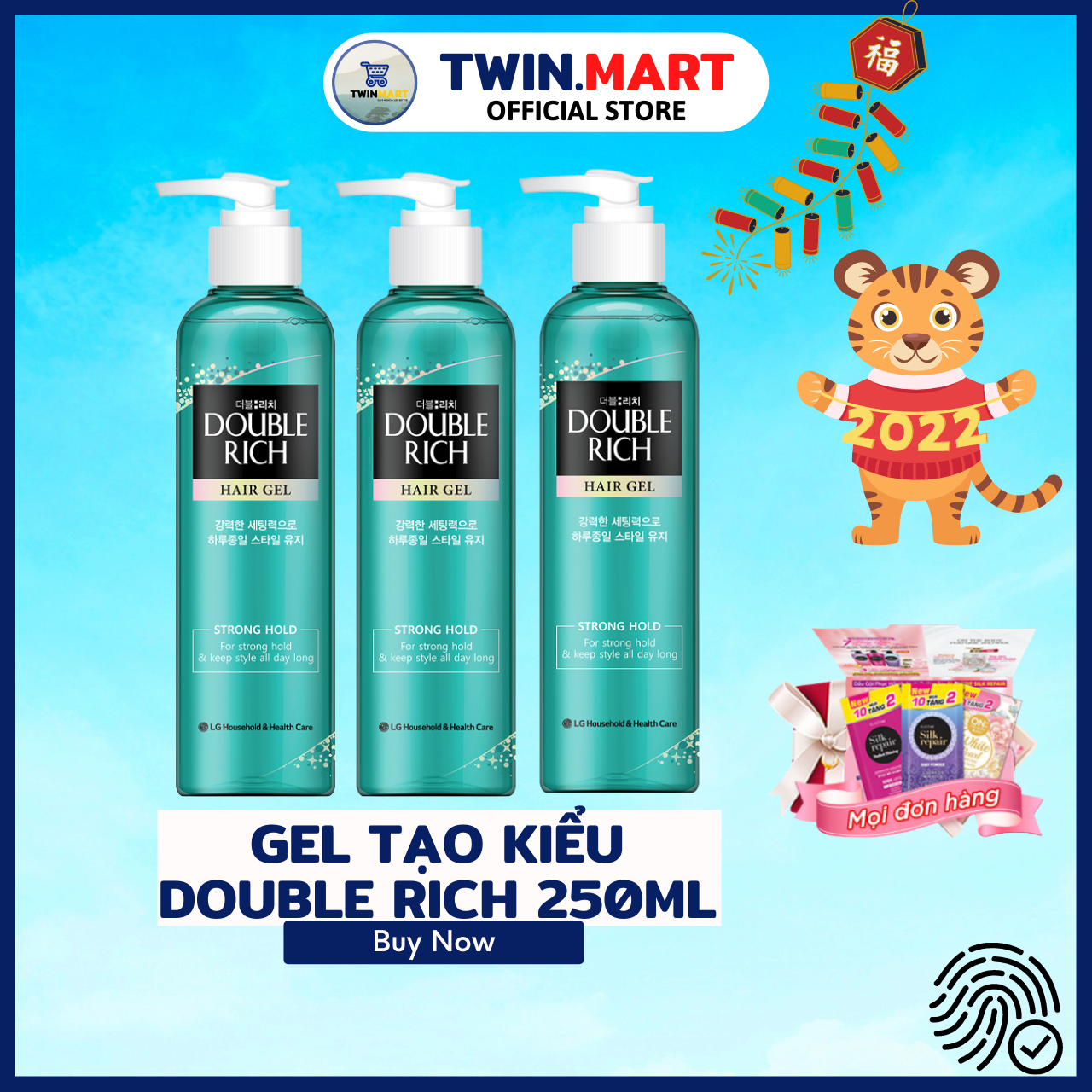 Gel tạo kiểu double rich - strong giữ nếp uốn tóc 250ml - giữ tóc vào nếp suốt ngày dài