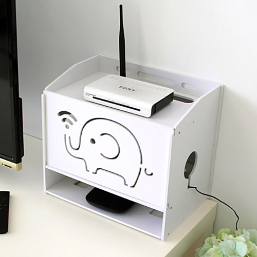 Hộp đựng wifi & ổ điện 3 tầng tiện lợi voi con đáng yêu hình vuông | Shop Mạnh Phát