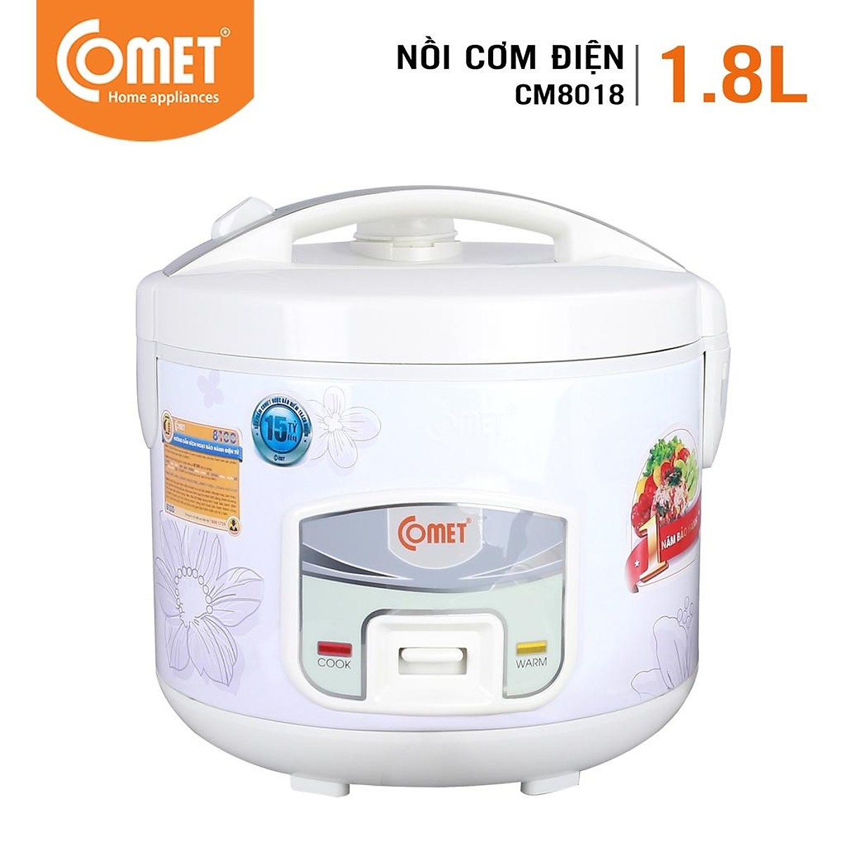 Nồi cơm điện nắp gài 1.8l 700w comet - cm8018 - hàng chính hãng