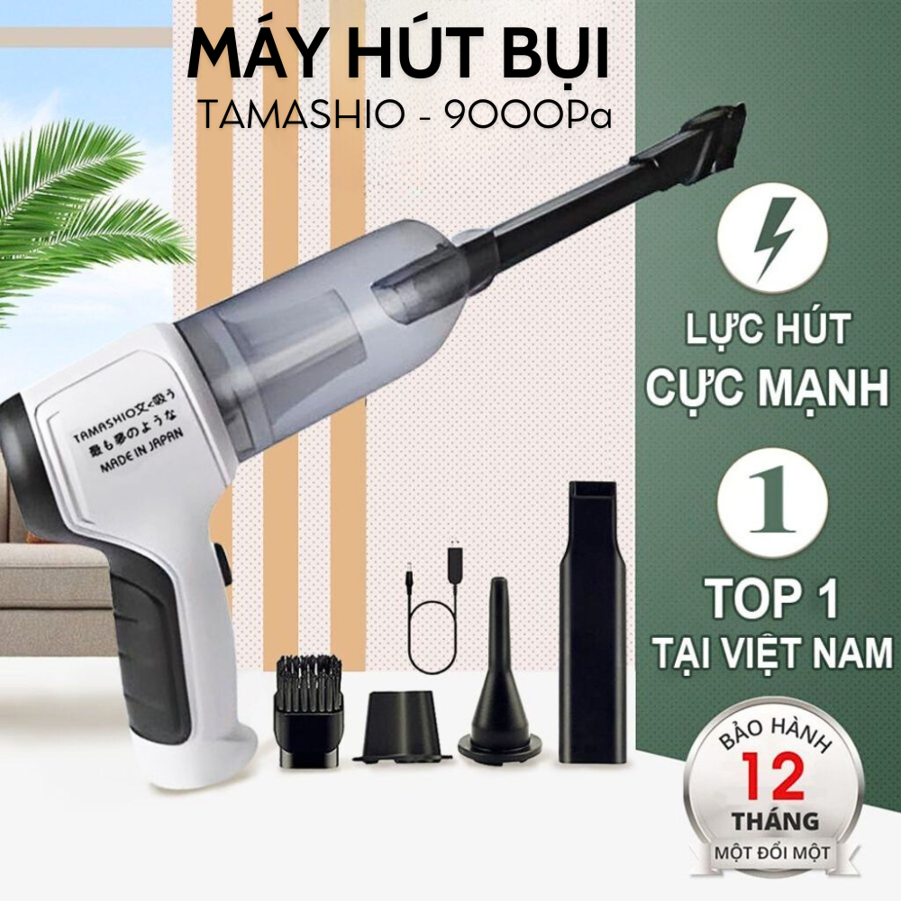 Máy Hút Bụi Cầm Tay Không Dây Nhật Bản TAMASHIO 6 Đầu Hút Máy Hút Bụi Ô Tô Giường Nệm Lông Chó Mèo Bảo Hành 12 Tháng