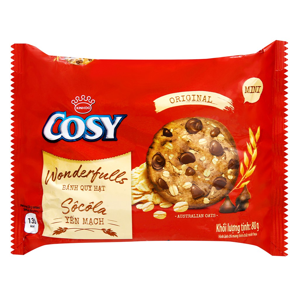 Bánh Quy Hạt Cosy Wonderfulls Sôcôla Yến Mạch Mini Chocolate & Oats Gói 80g