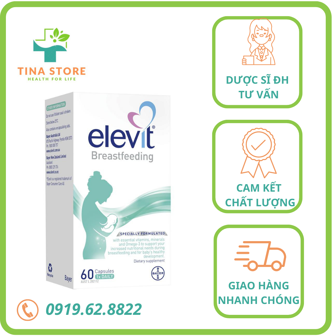 Elevit Bú - Elevit Sau Sinh - Elevit Breastfeeding 60 viên-Úc