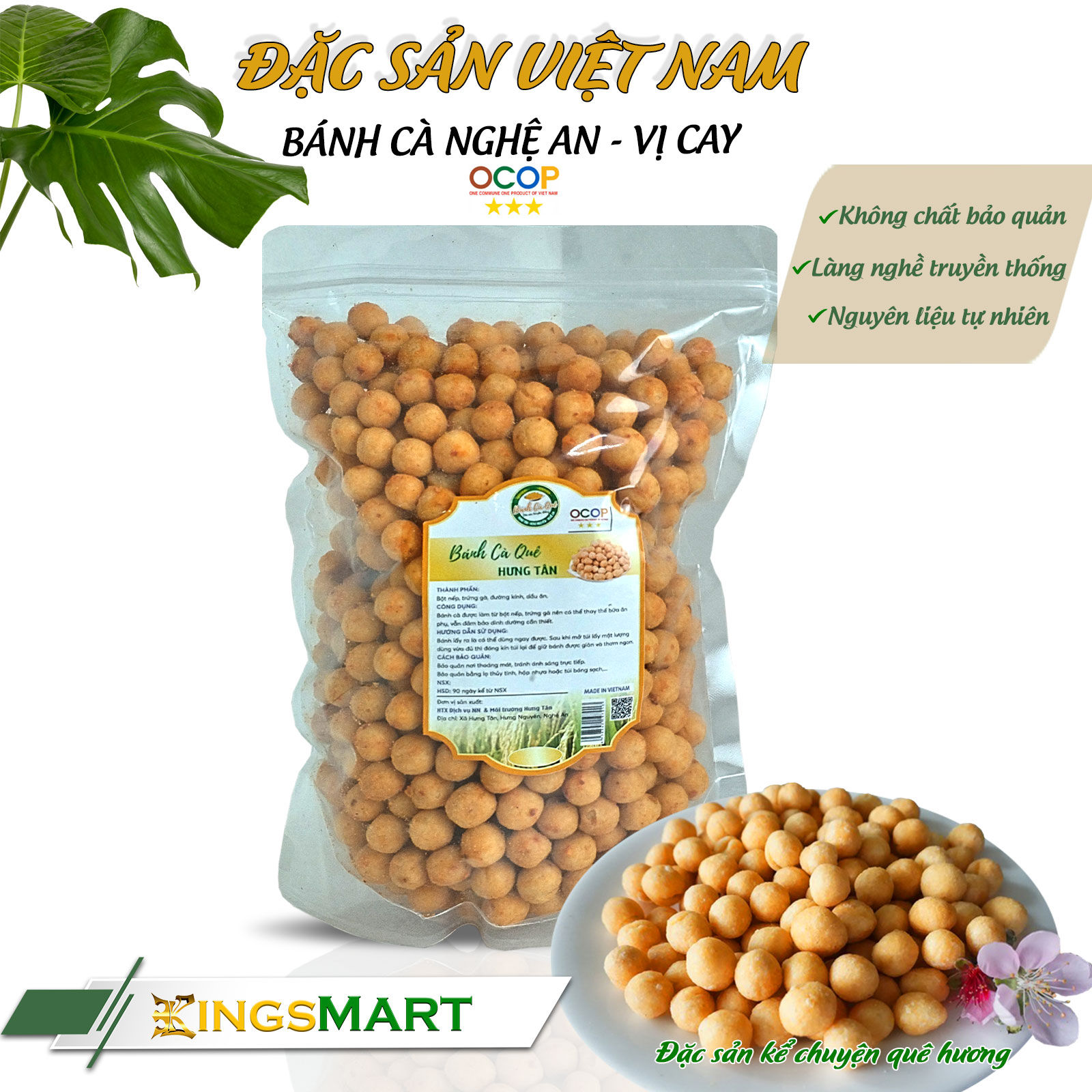 Bánh cà quê vị cay – Thương hiệu Hưng Tân – Đặc sản Nghệ An – Túi 500g – Kingsmart