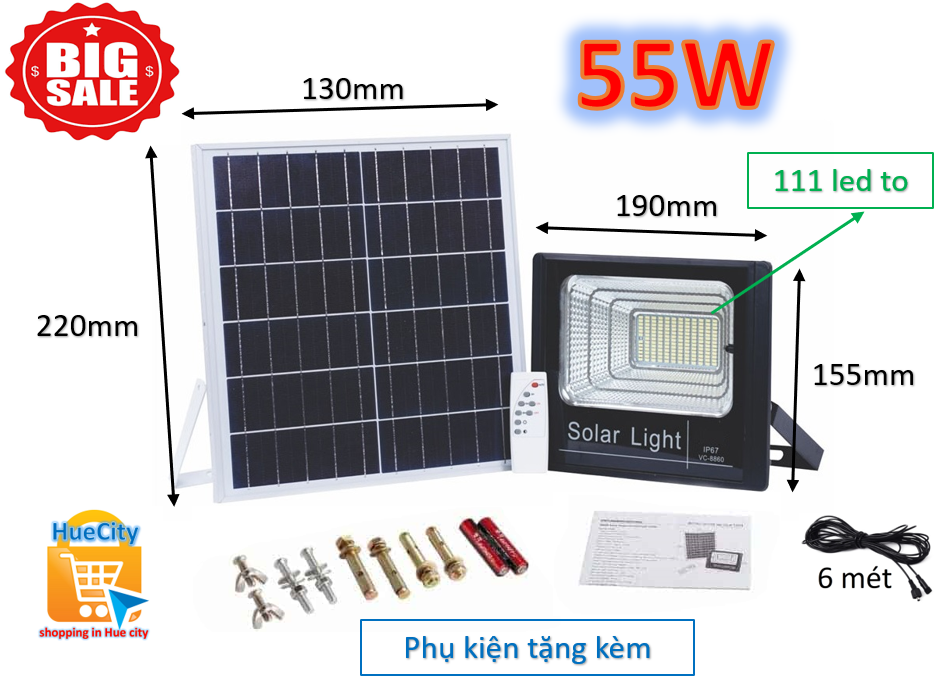 (Chính hãng) Đèn năng lượng mặt trời Solar Light 55W siêu to siêu sáng