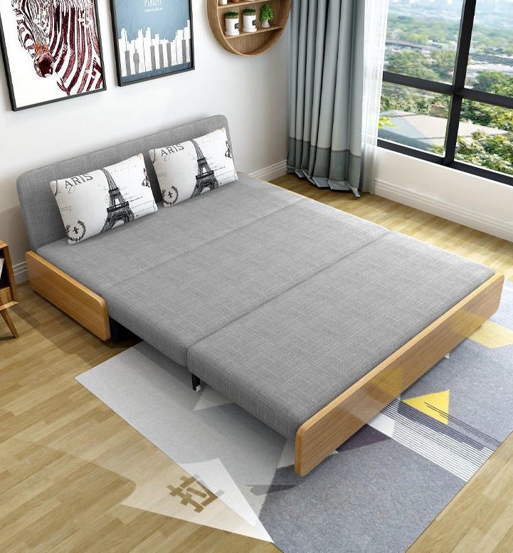 Giường sofa1m2 khung gầm sắt gỗ sồi, giường sofa 1m28 gỗ sồi tự nhiên cao cấp siêu bền siêu đẹp(Tặng kèm 2 hộc và 2 gối)