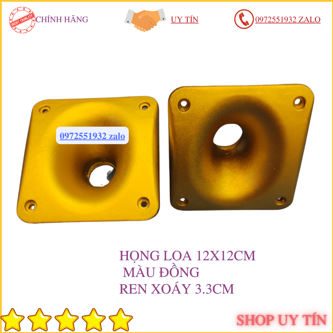 Họng loa treble màu đồng ren xoáy kích thước 12x12 cm.Giá 2 chiếc.
