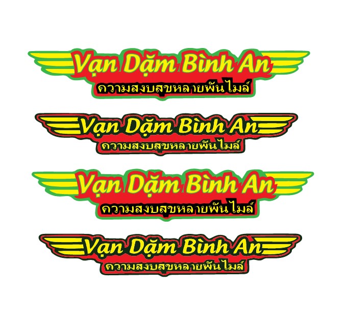 Tem vạn dặm bình an thái dán xe tải, xe ben, xe đầu kéo, Logo vạn dặm bình an. Tem decal chữ vạn dặm bình an thái dan xe