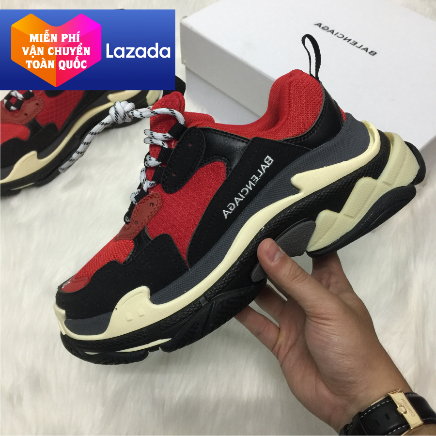 [Full Box & Tặng Vớ] Giày thể thao Sneaker Balenciga TripleS Đỏ đen