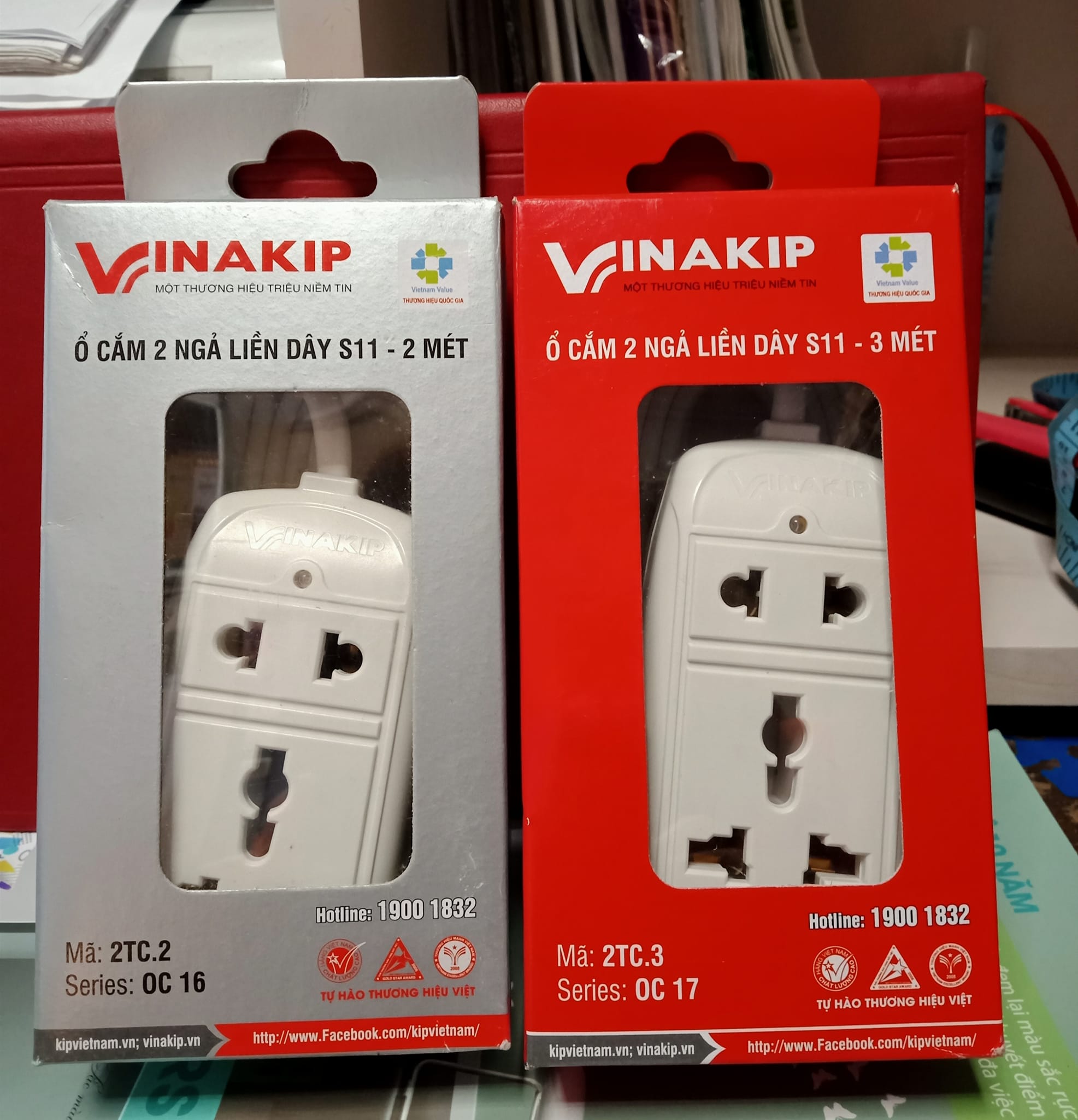 Ổ cắm 2 ngả liền dây 2m,3m vinakip