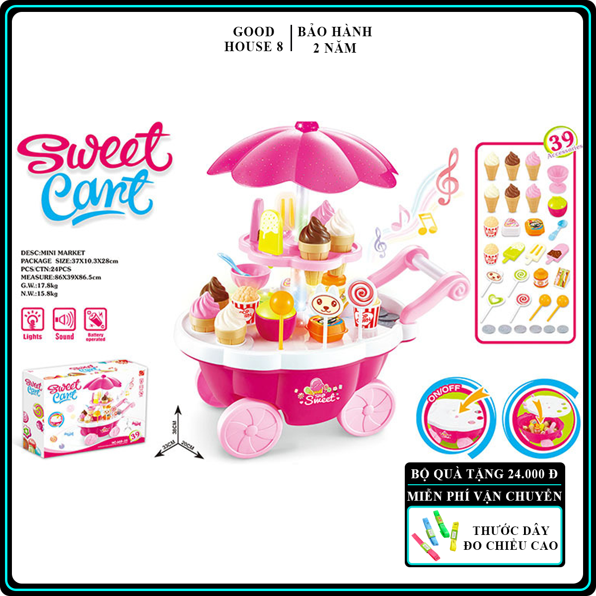 Đồ chơi Xe kem giành cho Bé Gái siêu cute dễ thương có nhạc, món quà tặng bé yêu