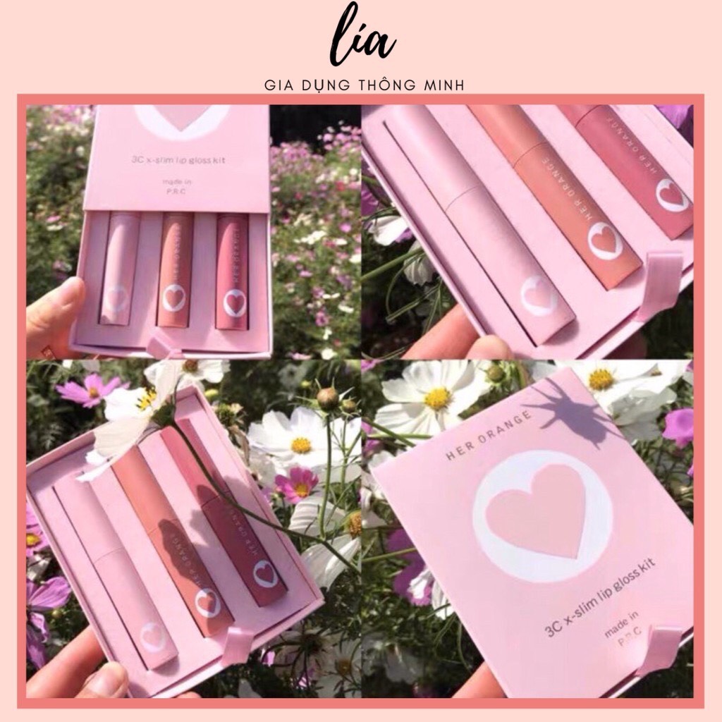 Set 3 Cây Son Herorange Trái Tim, mẫu mới, hộp đựng sang trọng - Son Herorange kem siêu lì LYSHOP