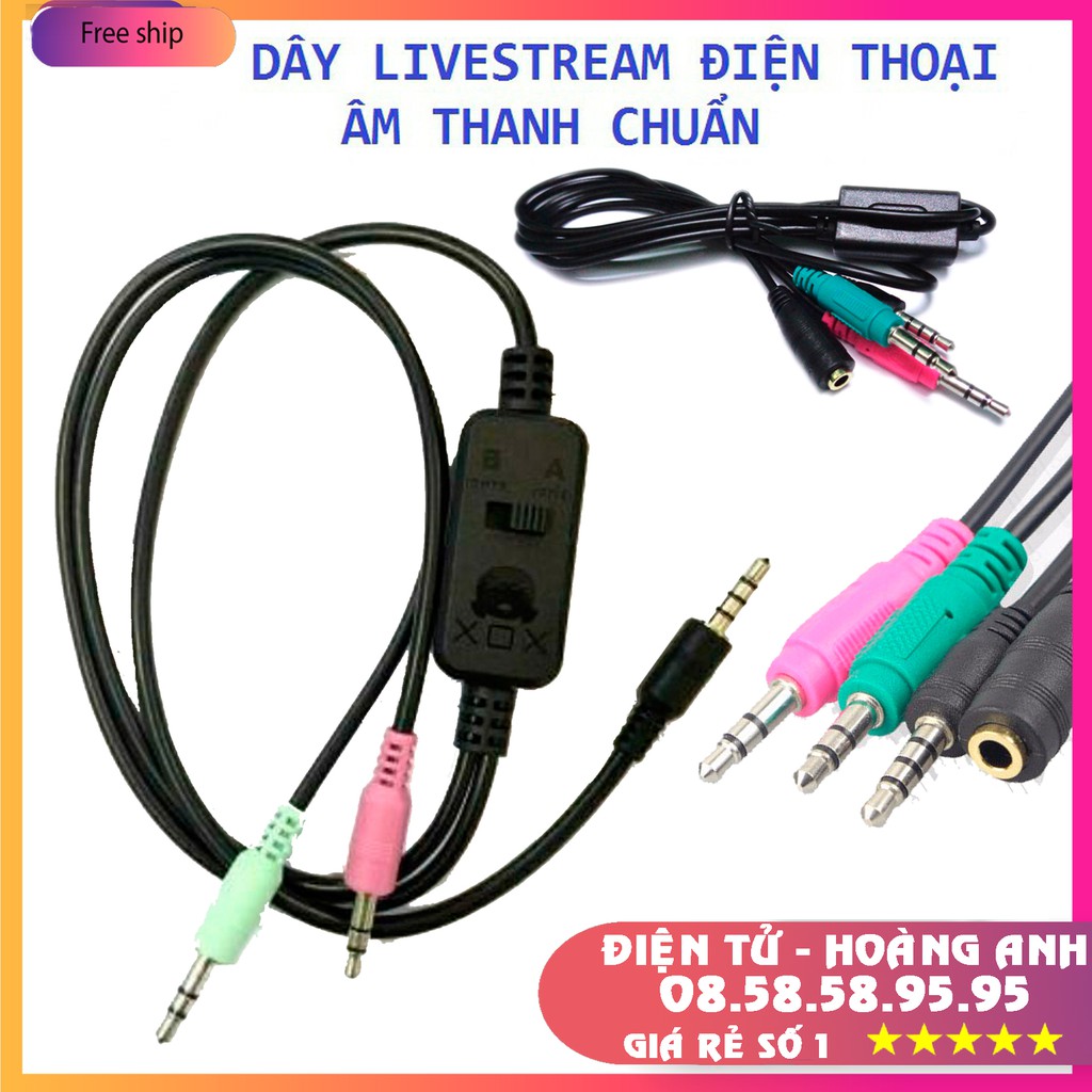 Dây live stream 3 màu xox ma2 audio adapter - giắc live stream thu âm cao cấp