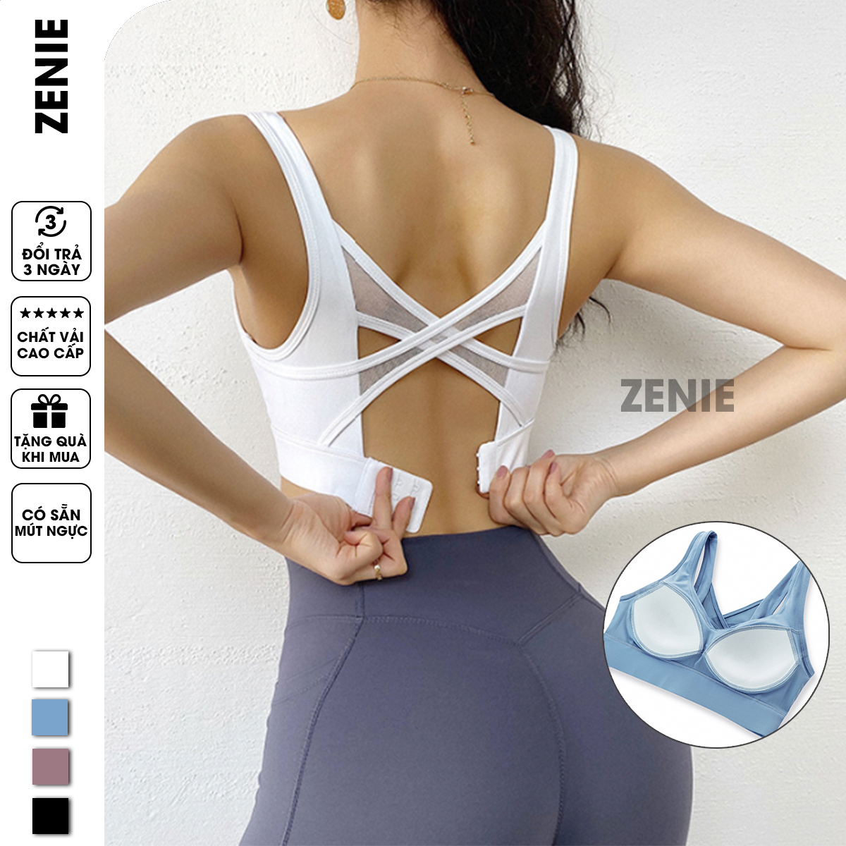 Áo Bra Tập Gym Lót Ngực Cài Sau 3 Nấc Nâng Ngực và Siêu Cố Định A32