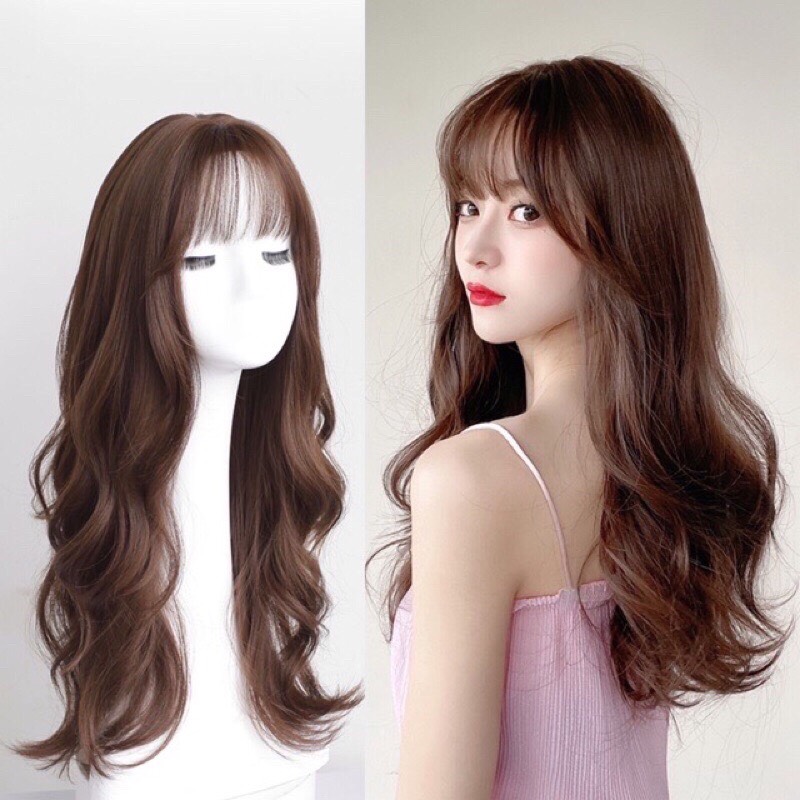 Tóc giả nữ cả đầu ❤️Tóc giả nguyên đầu xoăn 50cm dáng dài cao cấp 8243