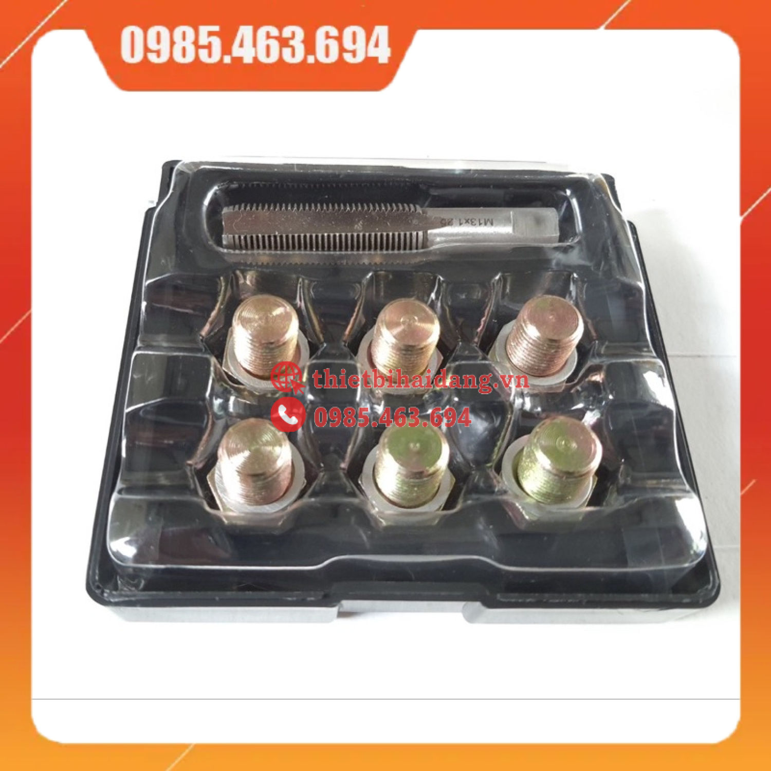 Hộp 6 ốc rốn dầu 13mm,15mm,17mm, kèm mũi taro