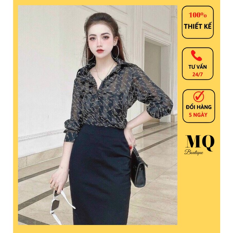Áo sơ mi nữ cao cấp công sở đẹp mq boutique áo sơ mi chữ