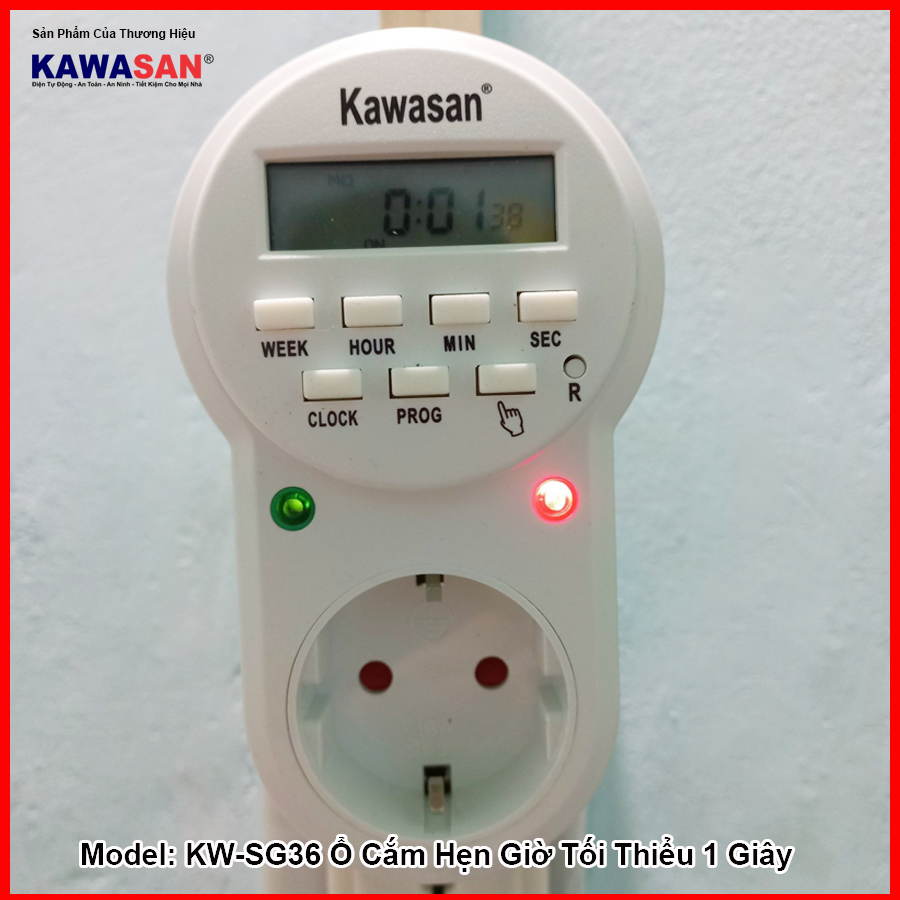 Ổ cắm hẹn giờ kỹ thuật số tối thiểu 1 giây Kw-SG36 Kawasan